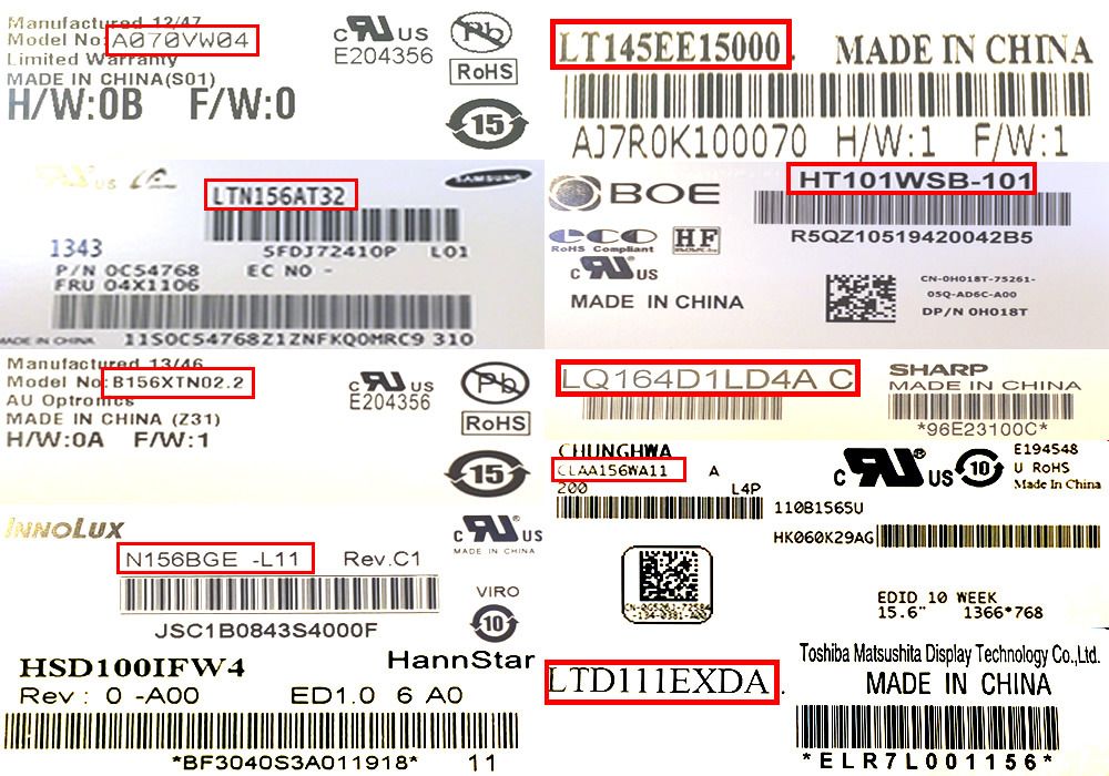 Bildschirmmodellnummer Beispiele für Bildschirmmodellnummern