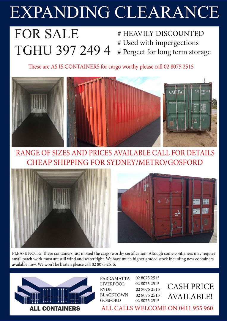 Cheap Shipping Containers 40 Foot High Cubet Cargo Worthy in NSW 