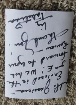 thank you note from Tatutina, very sweet and your welcome thank you note from Tatutina, very sweet and your welcome