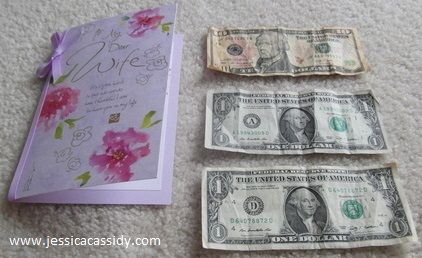 Thank you sweetheart for the beautiful card and $12