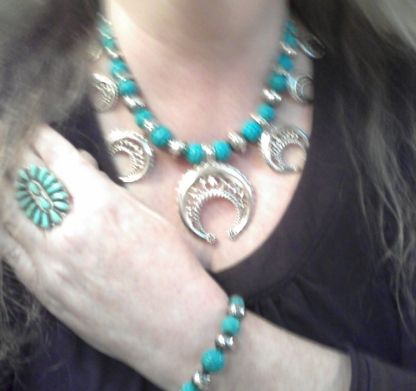 CP Carved Turq Naja Necklace and Coil photo CarvedTurquoiseNajaNeklace_zps50c652fb.jpg