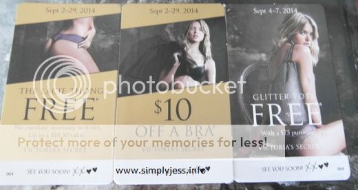 My new Victoria's Secret coupons for the month of September